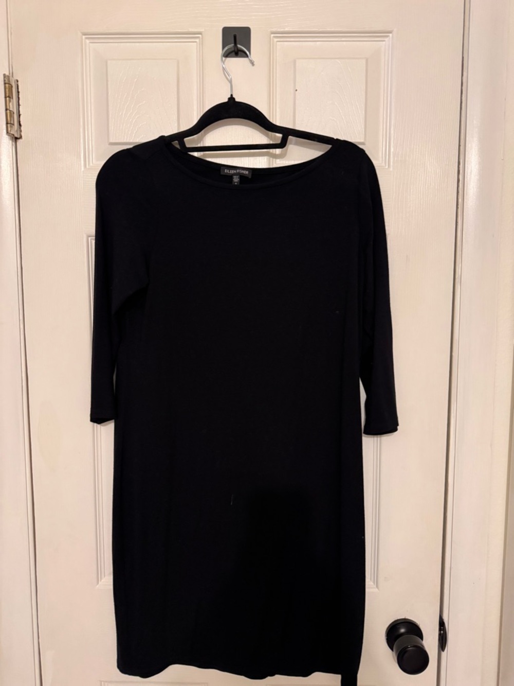 Eileen Fisher Black Minimal Boatneck Dress